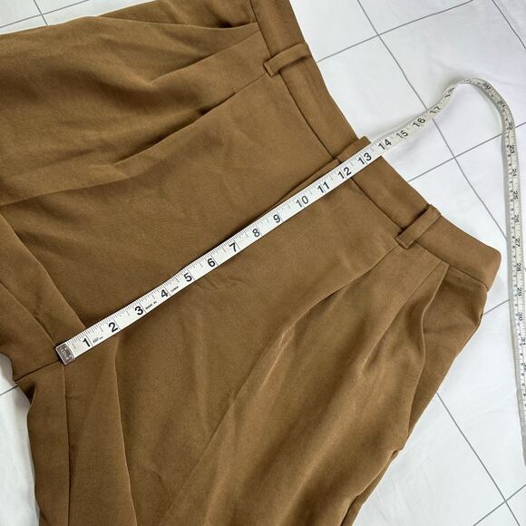 Madewell Pants Womens 8 Tall Brown Tan Pleated Tapered Leg Crepe High Rise Work - Picture 9 of 12